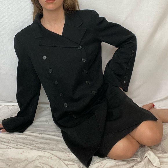 Vintage 90s Norma Kamali 18008 Kamali Wool Coat Dress - Picture 9 of 15